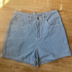 Vintage Route 66 blue gingham shorts